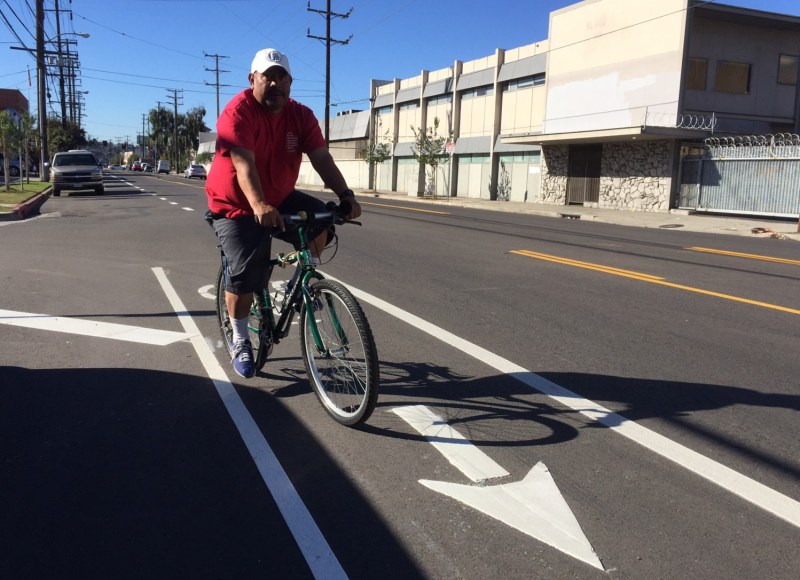 New Road Diet Bike Lanes Striped on Northeast L.A.’s Fletcher Drive
