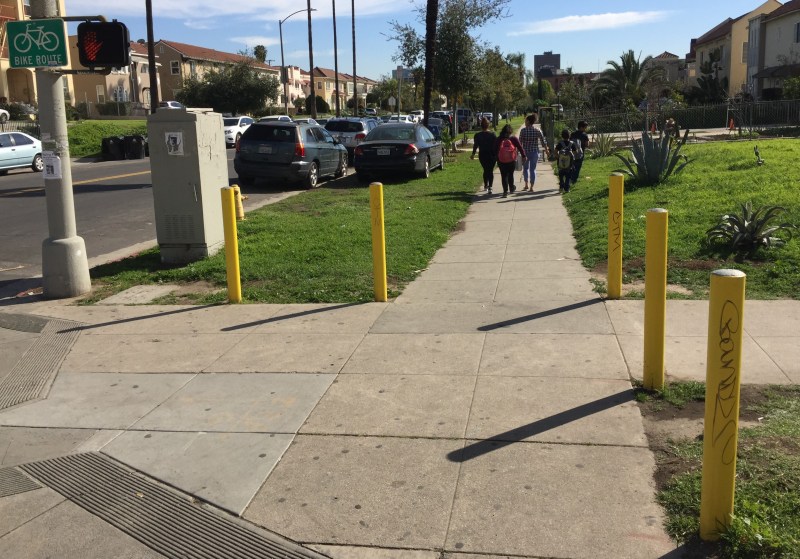 Eyes on the Street: Cars Parking on Koreatown Sidewalks