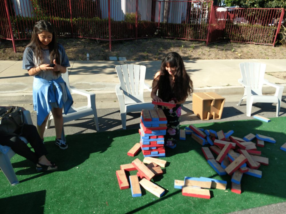 Multiple parklets were installed along the route.