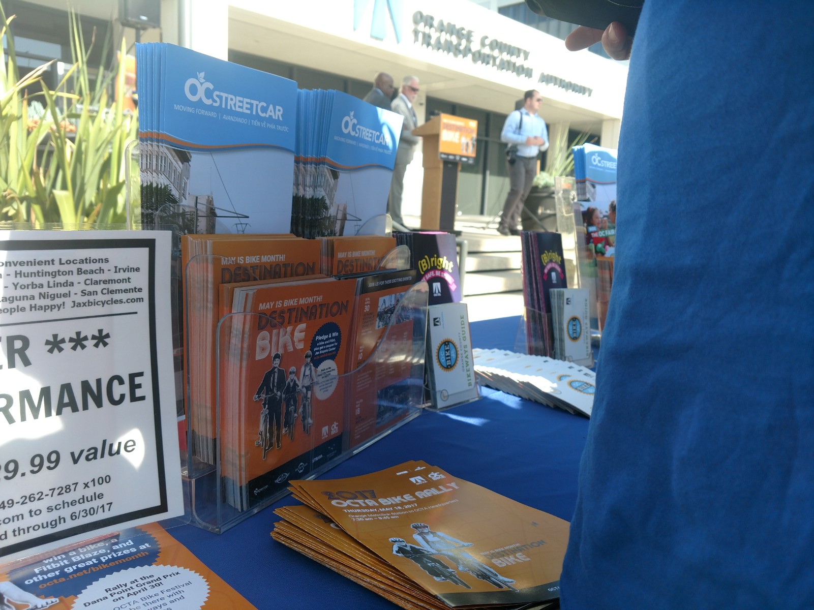 Informational materials about OCTA programs available to participants at the end of the rally.