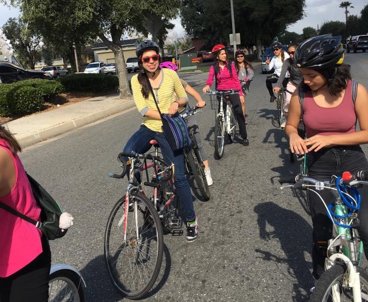 SAASy Mujeres bike ride headed south on Lincoln Avenue in Santa Ana.