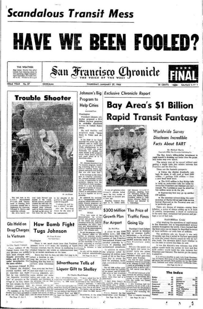 1966 BART Headline Gives Perspective and Context on High-Speed Rail