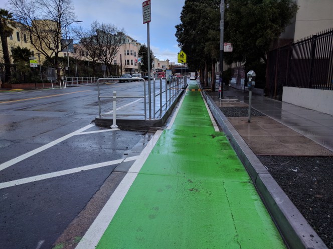 Eyes on the Street: Work on Valencia Protected Bike Lane Pilot Almost Complete