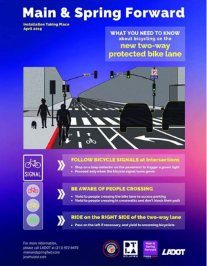LA’s First Two-Way Protected Bike Lane Will Open in Downtown Los Angeles this Weekend