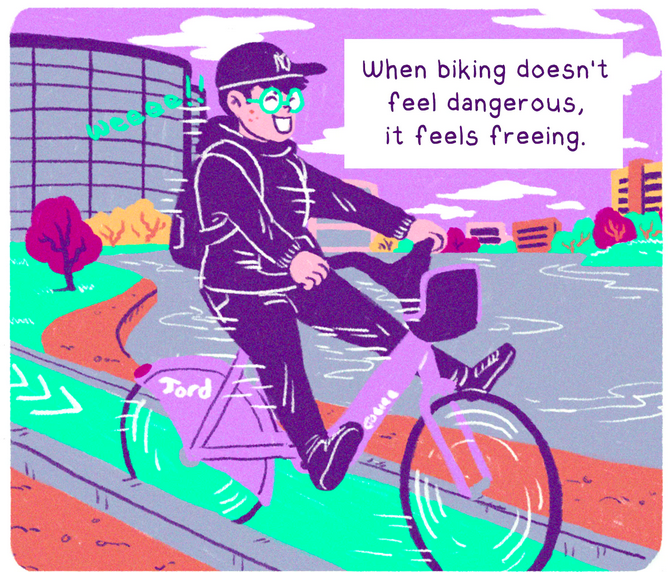 Charmingly Didactic: An Illustrated Guide to Why Biking Can Be Scary (But Doesn’t Have to Be)