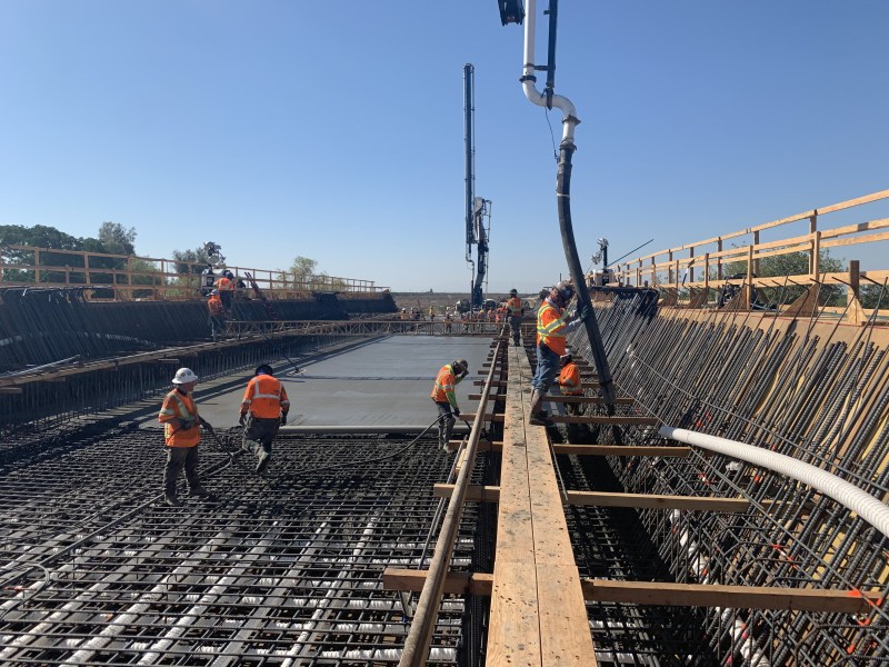 A concrete pour for CAHSRA's Poso Creek viaduct. Photo: CAHSRA