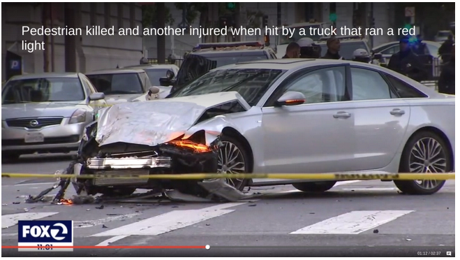 Crash at Polk and Hayes Kills One Pedestrian, Severely Injures Another