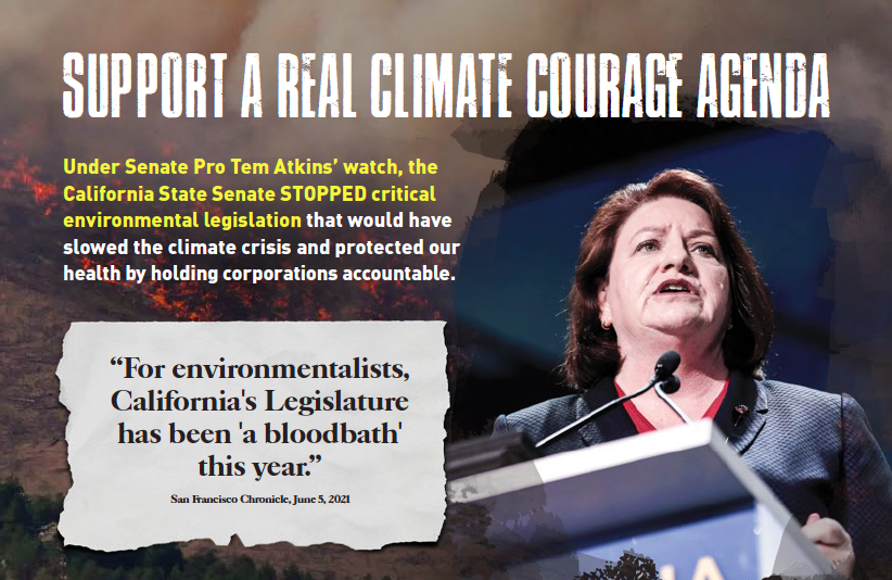 Have More Courage on Climate, Voter Group Tells CA Senate Leaders Atkins, Hertzberg, and Hueso