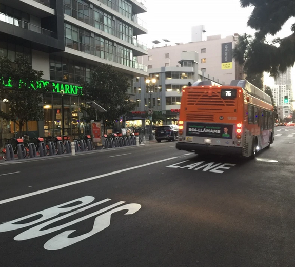 Eyes on the Street: New Bus Lane on Grand Avenue in Downtown L.A.