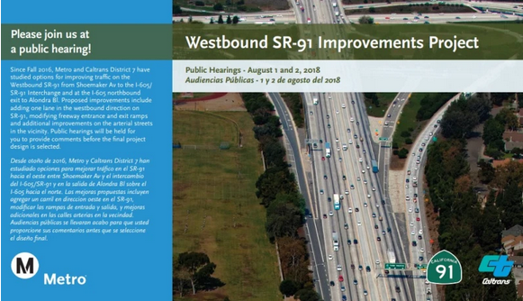 Where Metro and Caltrans Plan to Widen the 91 Freeway