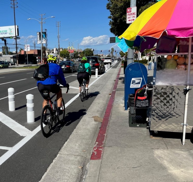 Eyes on the Street: Newly Protected Venice Boulevard Bike Lane