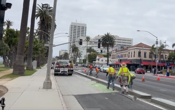 Santa Monica’s Ocean Ave Protected Bikeway Installation Captures the World’s Attention