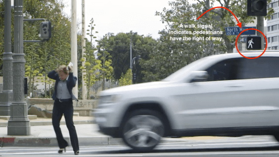 LAPD Traffic Safety PSA Scolds Pedestrian for Getting Hit by Red Light Runner