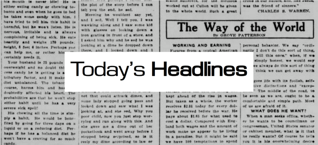 Thursday’s Headlines