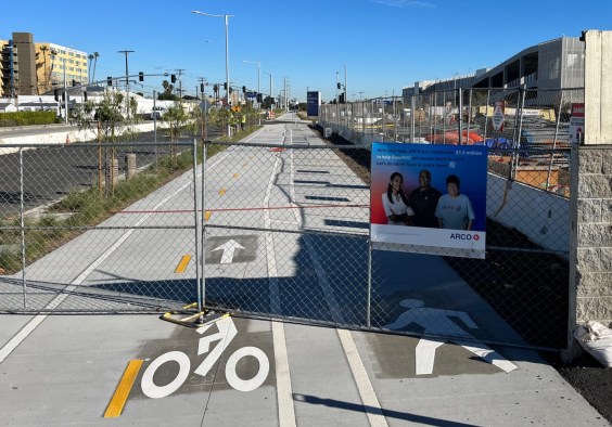 Eyes on the Street: Short Bike Path Under Construction, Part of LAX People Mover Project