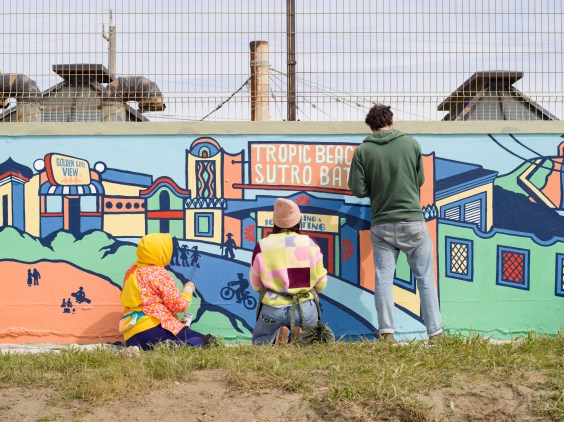 Volunteers Repaint and Repair Mural as Progress Continues on Converting Great Highway