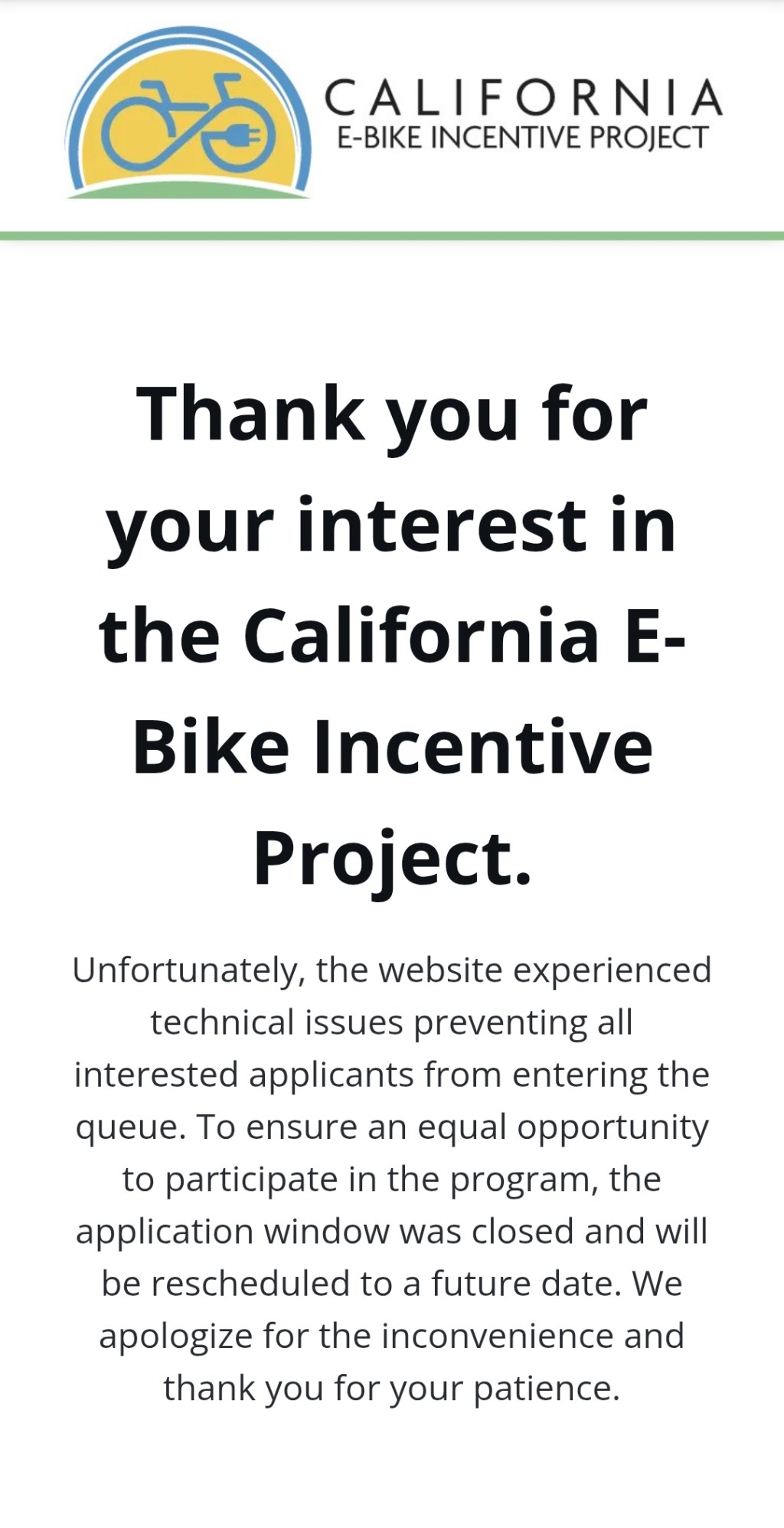 The California E-Bike Incentive Project’s Website Crashed Last Night – No Vouchers Distributed