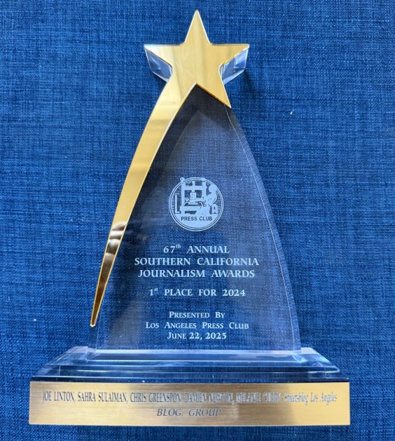 L.A. Press Club Awards Streetsblog First Place in Best Group Blog Category