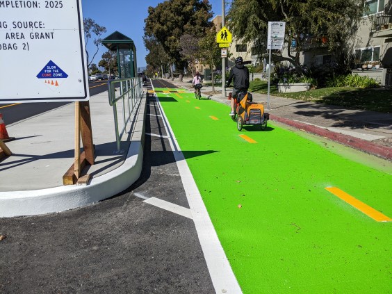 Grand Street Protected Bike Lanes Taking Shape in Alameda