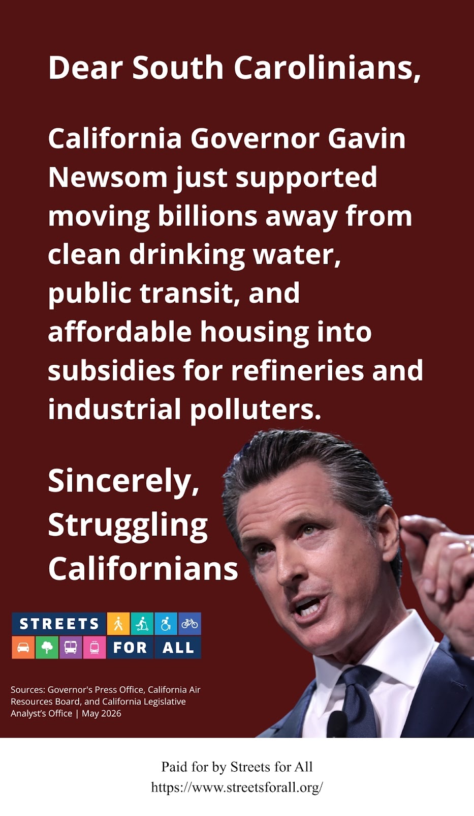 Streets for All Hits Newsom Where It Hurts: His Presidential Ambitions
